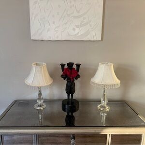 Pair Of Little Lamp. Made Of Material Likes Crystal But Light, Beaded Shade .